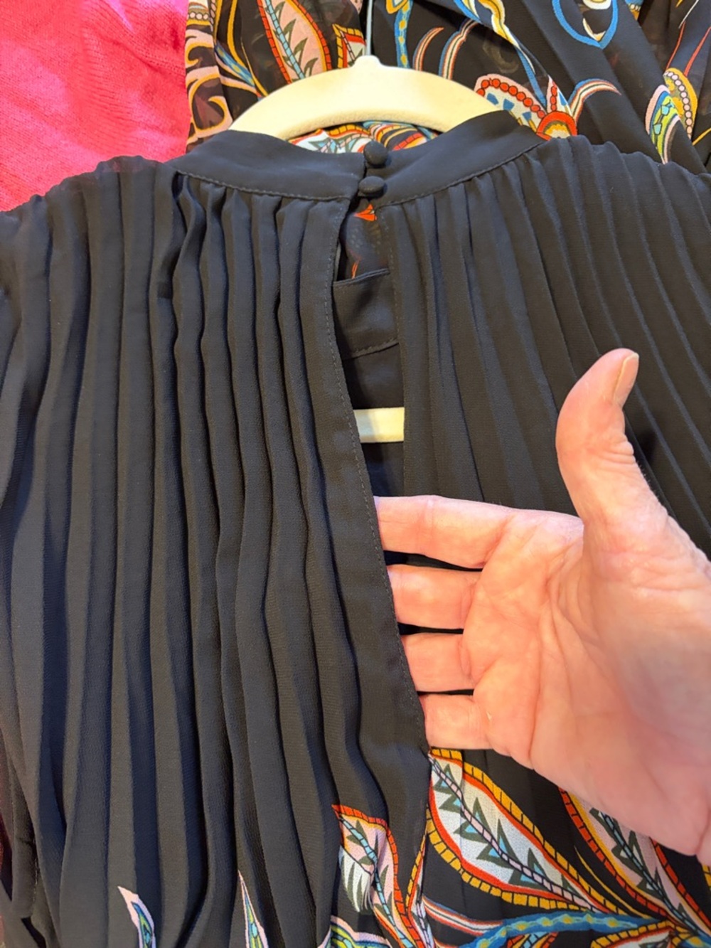 Anthropologie Black Floral Paisley Pleated Asymmetric Midi Cecily dress - Picture 3 of 5